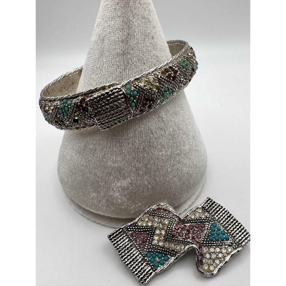 Vintage Sarah Coventry Bangle Brooch Set Magic Carpet Hinged Pin Shangri-La